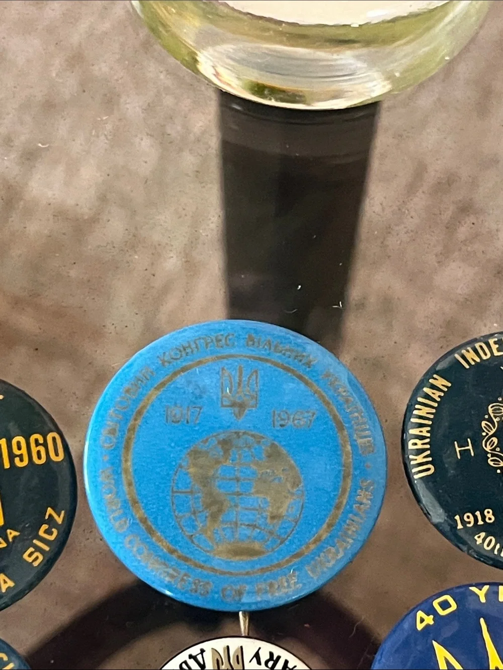 Vintage Ukrainian Commemorative Pin Collection - Blue & Gold
